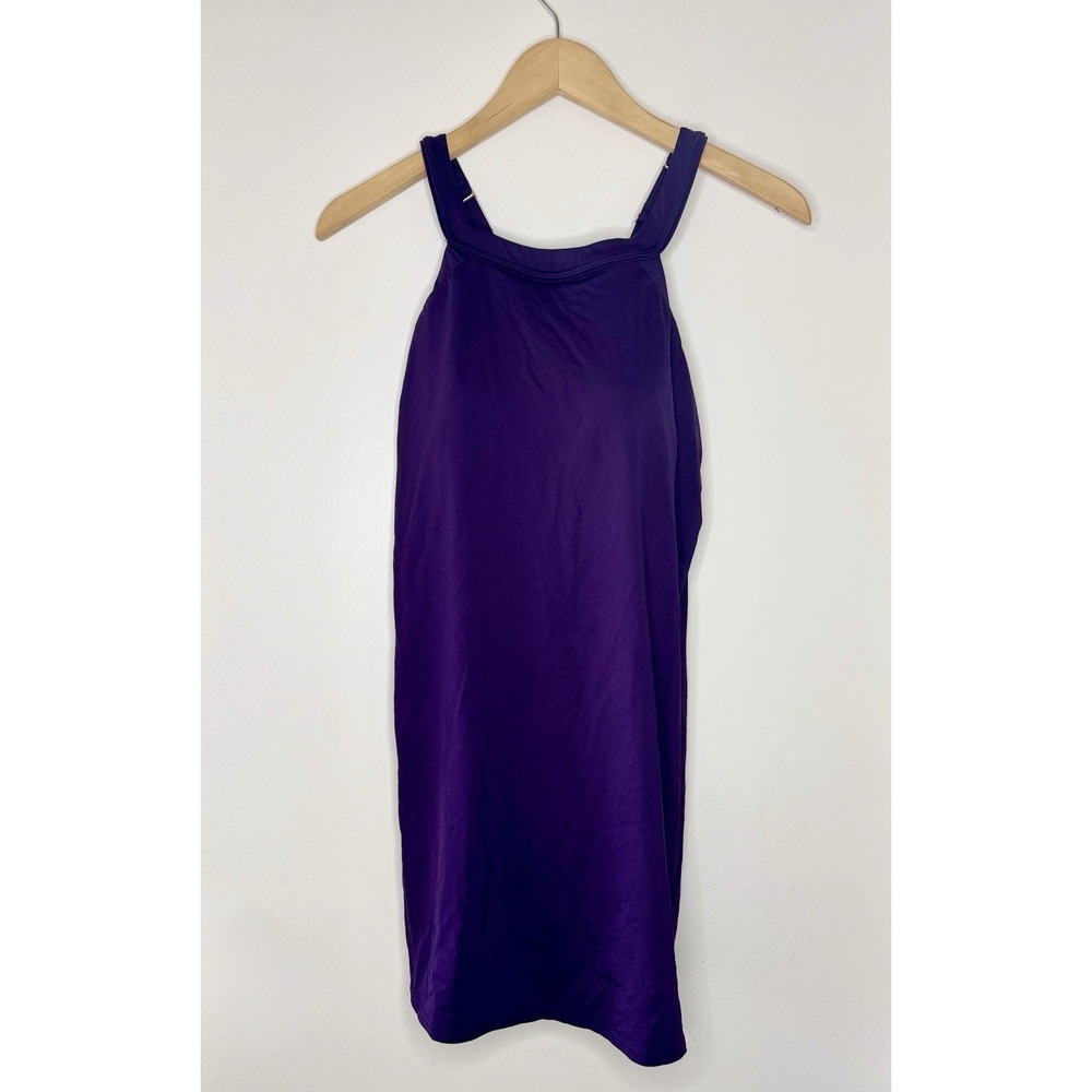 Lands End Women's Purple Swimsuit Dress 6 DD Bra Cup Cross Back Water Sports EU